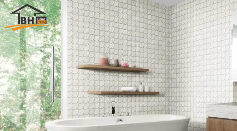 Gạch mosaic vảy cá ốp phòng tắm sang trọng