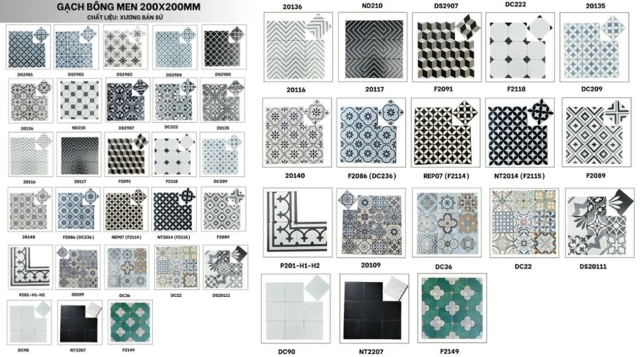 Bộ sưu tập gạch bông cổ điển 20x20 đẹp tại BH Home Tiles