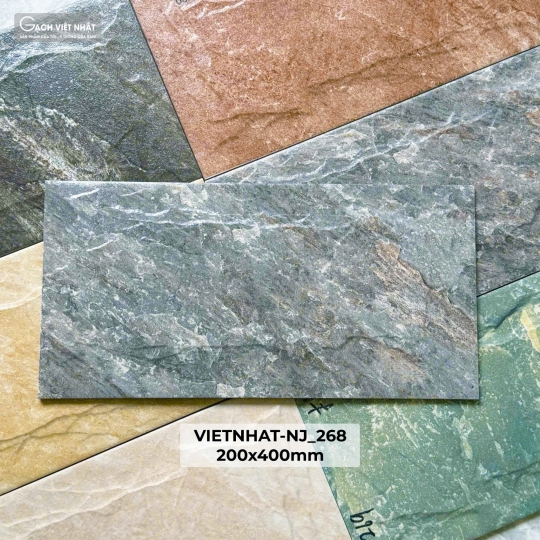 🪨 Gạch Việt Nhật 20×40cm – NJ_268 | Vân đá tone xanh ngọc khoáng | Vẻ đẹp bền vững theo thời gian | BHHometiles