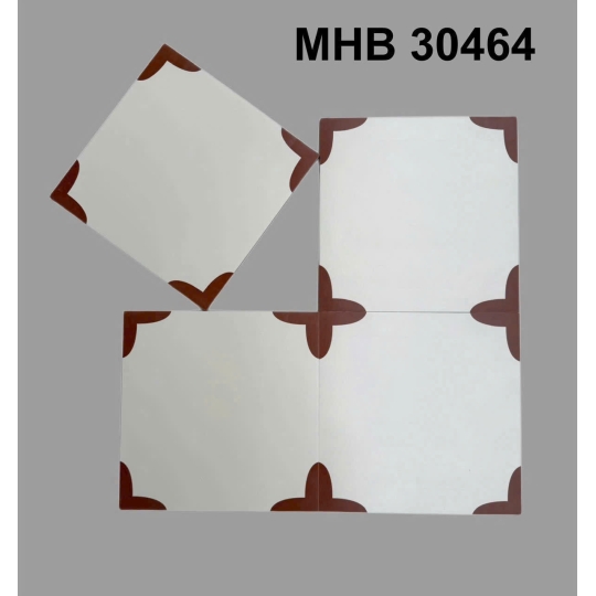 Gạch bông 300x300mm lá cách điệu màu đất nung GB 30464