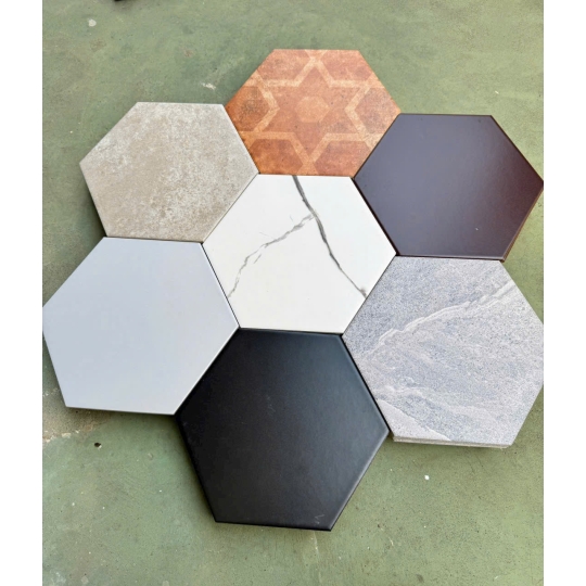 Gạch Lục Giác 20x23cm Màu Xám Khói MIX MÀU
