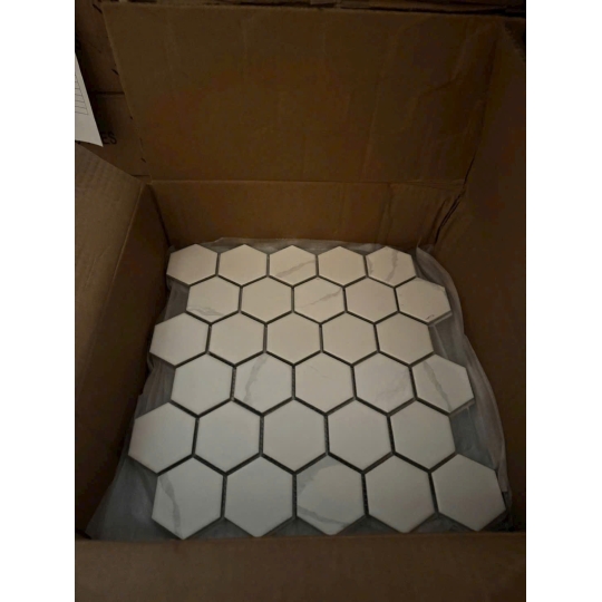 Gạch Mosaic Lục Giác Vân Mây Trắng P59M01