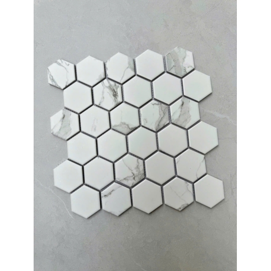 Gạch Mosaic Lục Giác Vân Mây Trắng P59M01