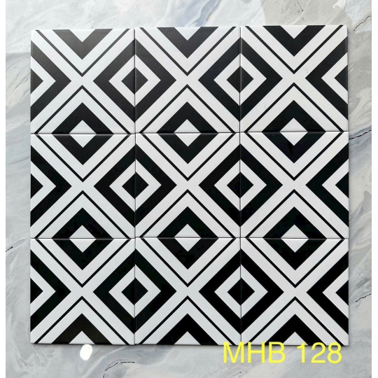 Gạch bông 200x200mm chữ X phối họa tiết viền cổ điển gb 128