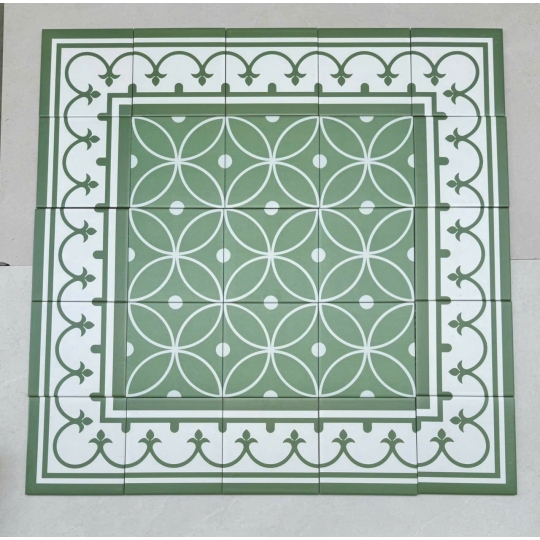GẠCH VIỀN VÀ GÓC ĐẸP CHO GẠCH BÔNG 200X200MM MÀU XANH LÁ 