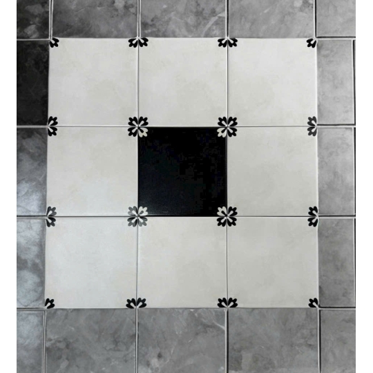 Gạch bông 200x200 – Trắng trơn viền góc bông cổ điển GB 2298