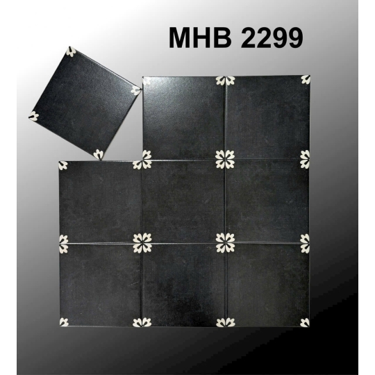 Gạch bông 200x200 – Đen trơn viền góc bông cổ điển GB 2299