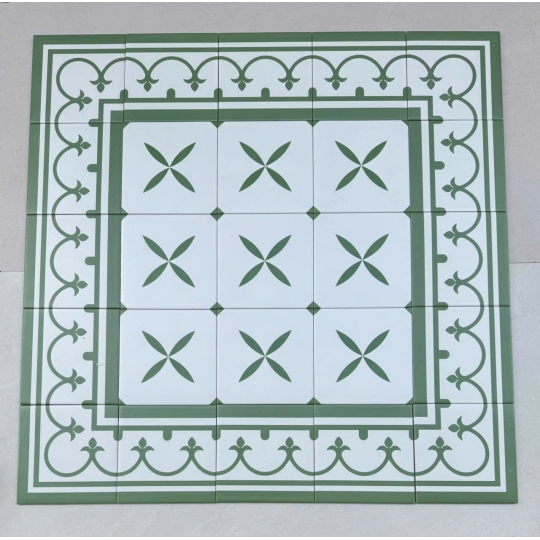 GẠCH VIỀN VÀ GÓC ĐẸP CHO GẠCH BÔNG 200X200MM MÀU XANH LÁ 