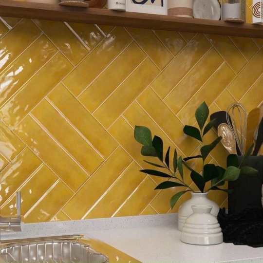 Gạch Thẻ Màu Vàng Mật Ong 75x300mm – Đầy Năng Lượng & Ấm Áp AQUA P8