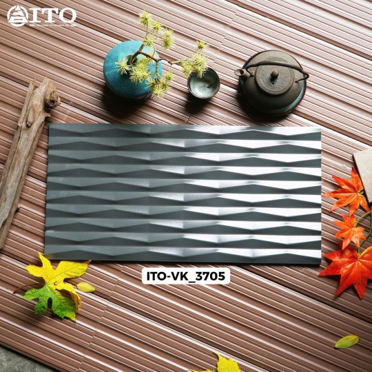 Gạch ITO Kumo 25x50cm – Xám Gợn Mây 3D VK 3705