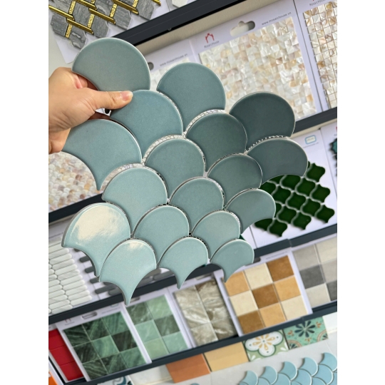 Gạch Vảy Cá Xanh Pastel MHF 05– Tạo Cảm Giác Mát Lạnh Cho Nội Thất Nhỏ 259x273x7mm