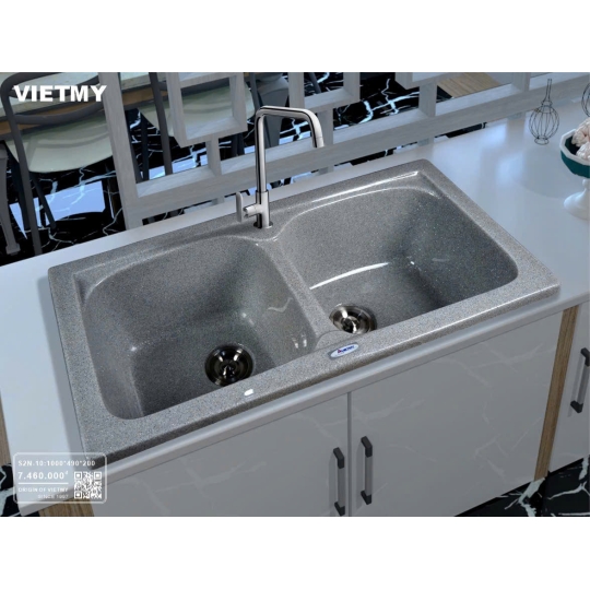 Chậu Đá Rửa Chén Nhân Tạo 2 Ngăn DuoStone S2N-10