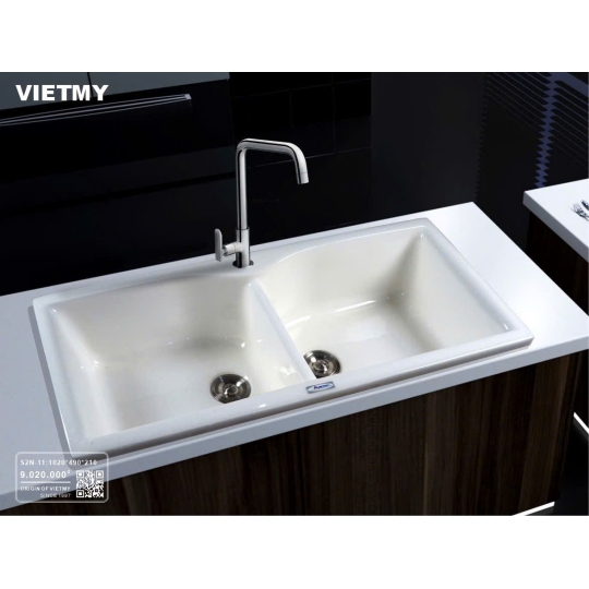 Chậu Đá Rửa Chén Nhân Tạo 2 Ngăn TwinLux S2N-11