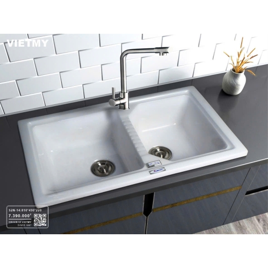 Chậu Đá Rửa Chén Nhân Tạo 2 Ngăn DualElegance S2N-14