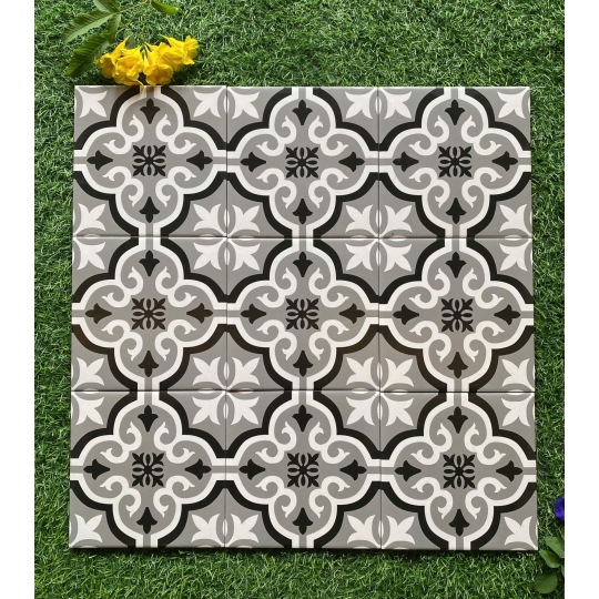Gạch bông Indochine 200x200 Đen Trắng – Khi nghệ thuật chạm vào từng không gian BHADP6