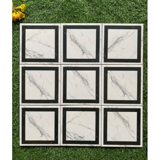 🖤 Gạch bông porcelain 200x200mm – Vân đá viền đen sang trọng BH ADP2