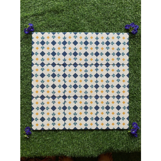 Gạch bông Địa Trung Hải sắc xanh vàng – BHHOMETILES (200x200mm) ADP 16