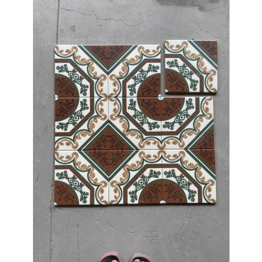 🌾 Gạch bông porcelain 20x20cm – Sắc nâu đất hoài niệm, vẻ đẹp vượt thời gian ADP 29