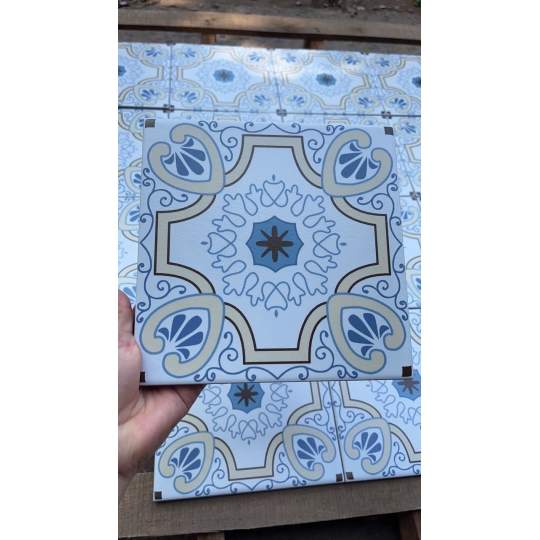 Gạch bông porcelain 200x200mm họa tiết Địa Trung Hải xanh nhạt – BHHOMETILES ADP 25