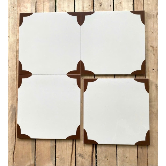 Gạch bông 300x300mm lá cách điệu màu đất nung GB 30464