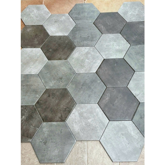 Gạch Lục Giác 20x23cm Màu Xám Khói MIX MÀU