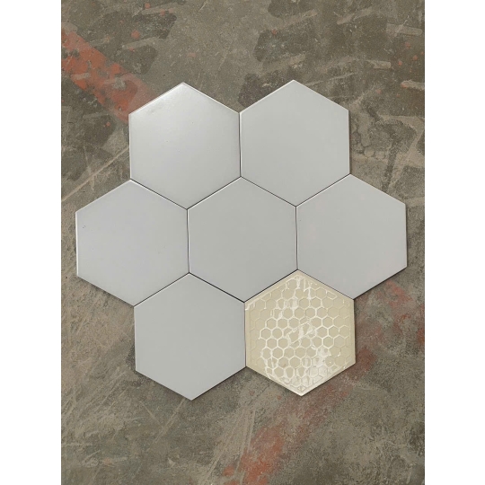 Gạch Lục Giác 20x23cm Màu Xám Bóng LG 23008