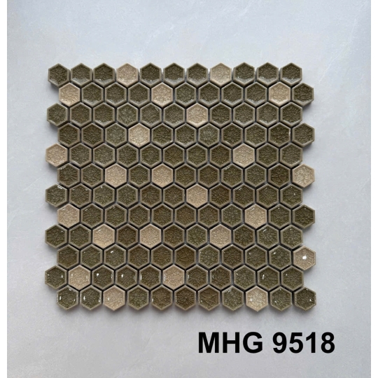 Gạch Mosaic Lục Giác MHG 9518 – Phối Ngẫu Tinh Tế Cho Không Gian Đẳng Cấp