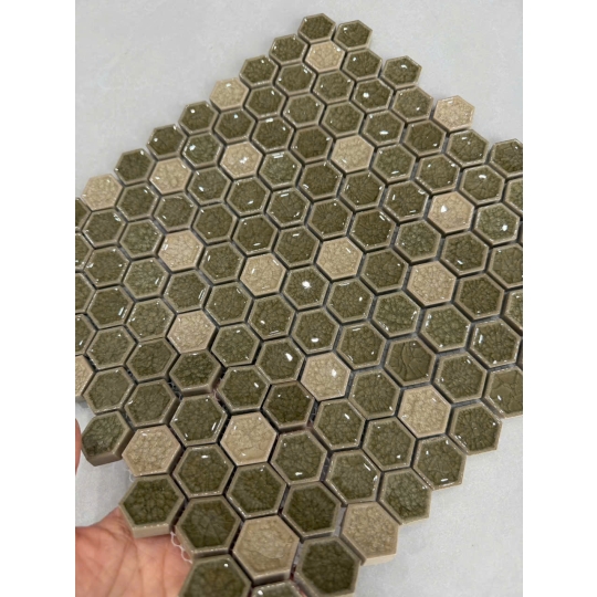 Gạch Mosaic Lục Giác MHG 9518 – Phối Ngẫu Tinh Tế Cho Không Gian Đẳng Cấp