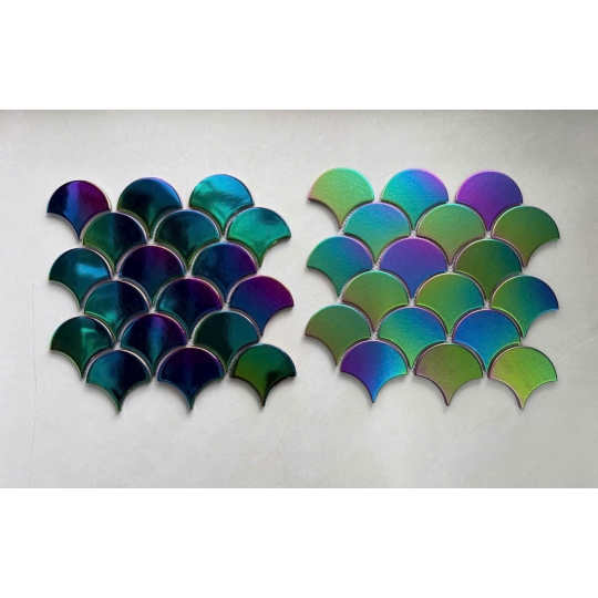 Gạch Mosaic Vảy Cá Cầu Vồng MHF38 – Dấu Ấn Màu Sắc Trong Không Gian Sang Trọng