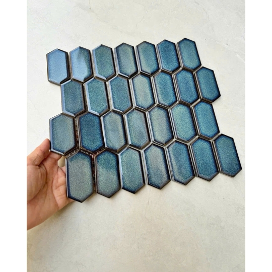 Gạch Mosaic Lục Giác Men Hiệu Ứng Xanh Rêu – MHG 302