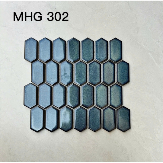 Gạch Mosaic Lục Giác Men Hiệu Ứng Xanh Rêu – MHG 302