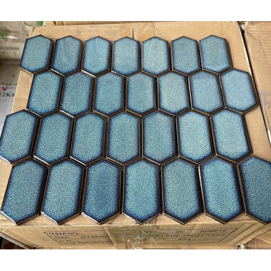 Gạch Mosaic Lục Giác Men Hiệu Ứng Xanh Rêu – MHG 302