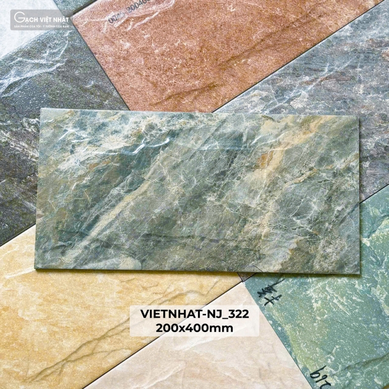 Gạch Việt Nhật 20×40cm NJ322– Vân đá tone xanh rêu khoáng  ngôn ngữ thiết kế bền vững theo thời gian Bhhometiles