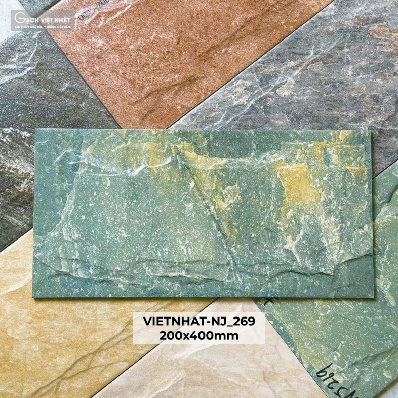 🪨 Gạch Việt Nhật 20×40cm – NJ_269 | Vân đá tone xanh rêu khoáng | Vẻ đẹp bền vững theo thời gian | BHHometiles