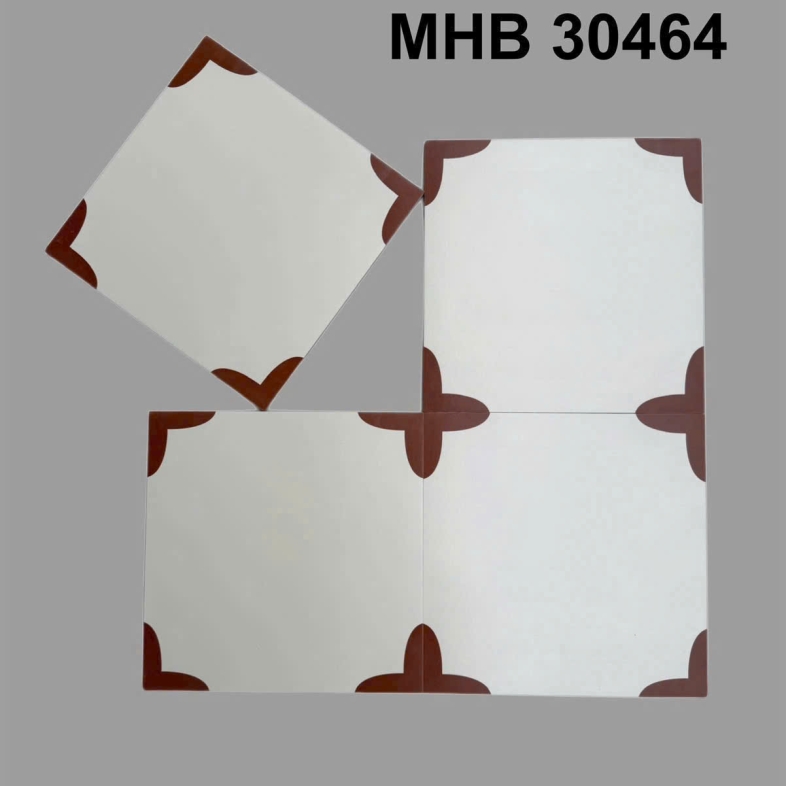 Gạch bông 300x300mm lá cách điệu màu đất nung GB 30464