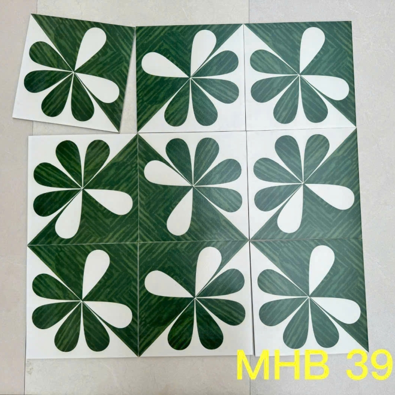 Gạch bông 300x300mm xanh lam hoa cổ điển GB 391