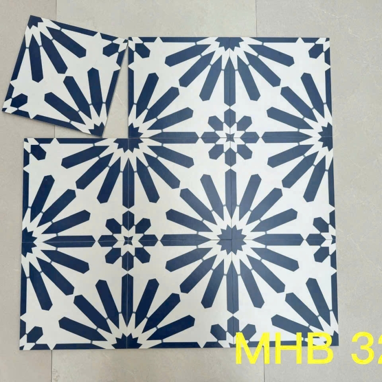 Gạch bông 300x300mm xanh hoa văn tân cổ điển GB 328