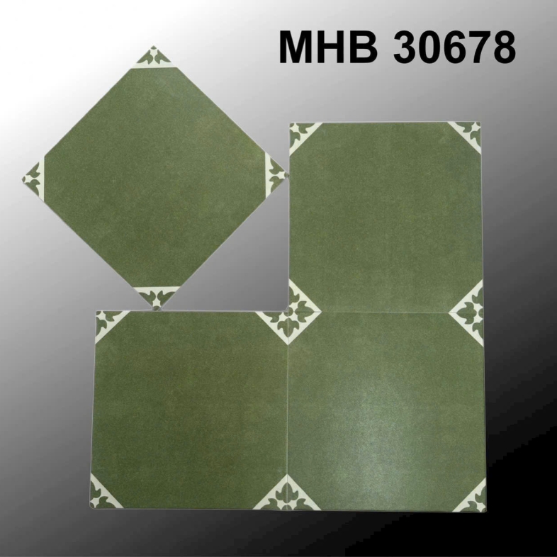 Gạch bông 300x300mm xanh rêu nghệ thuật GB 30678