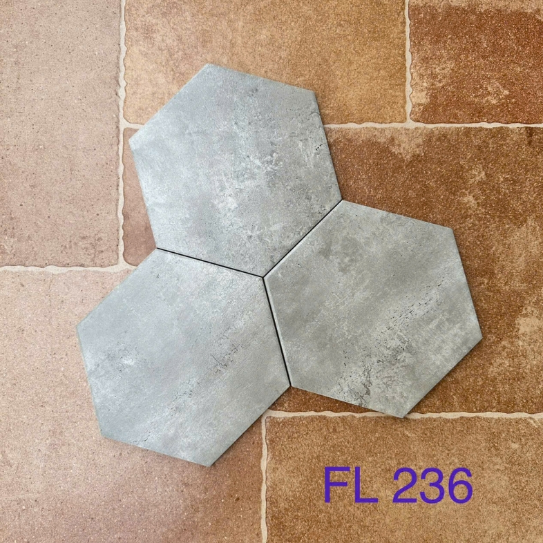 Gạch Lục Giác 20x23cm Màu Ghi Xi Măng LG 236