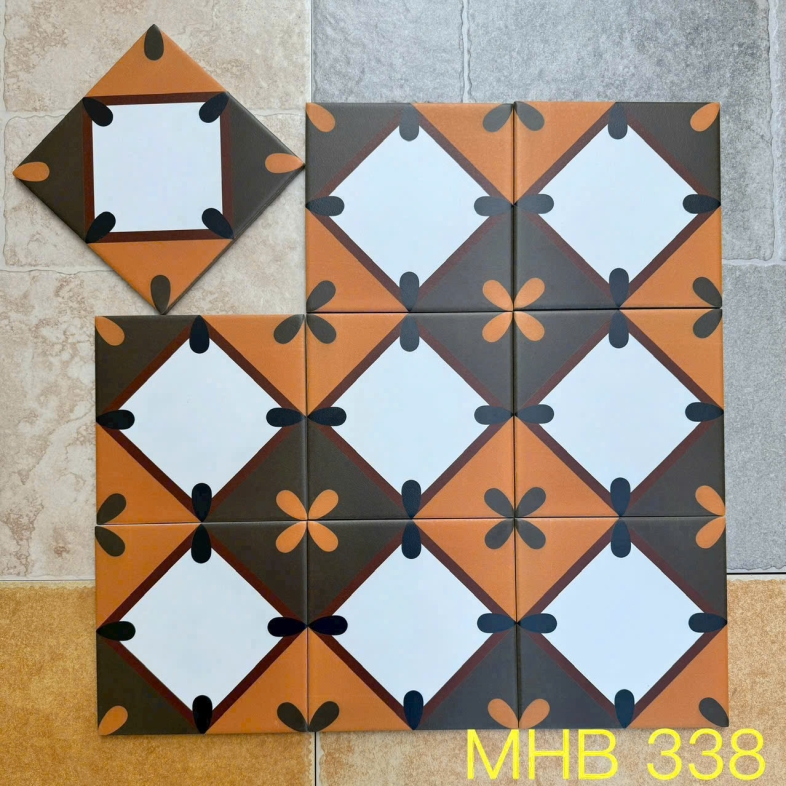 Gạch bông họa tiết hoa ngẫu hứng 200x200mm GB 338