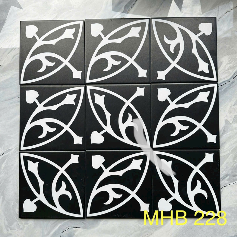 Gạch bông vintage đen cổ điển 200x200mm GB 228