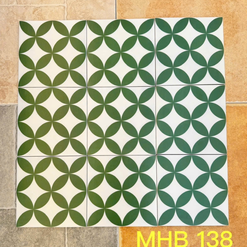 Gạch bông 200x200mm phong cách Tropical màu xanh lá cây GB 138