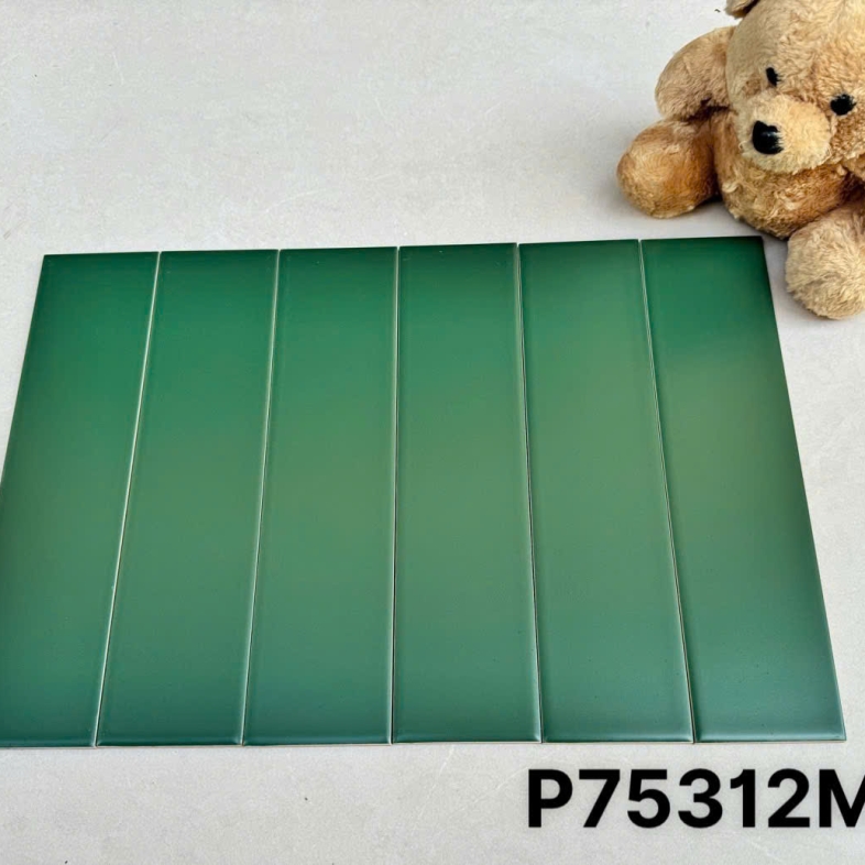 Gạch thẻ xanh rêu đậm mờ 75x300mm – Phong cách rustic cá tính AQUA 75312M
