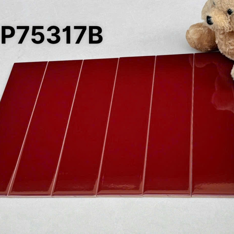 Gạch thẻ đỏ cherry bóng 75x300mm – Sang trọng & nổi bật AQUA 75317B
