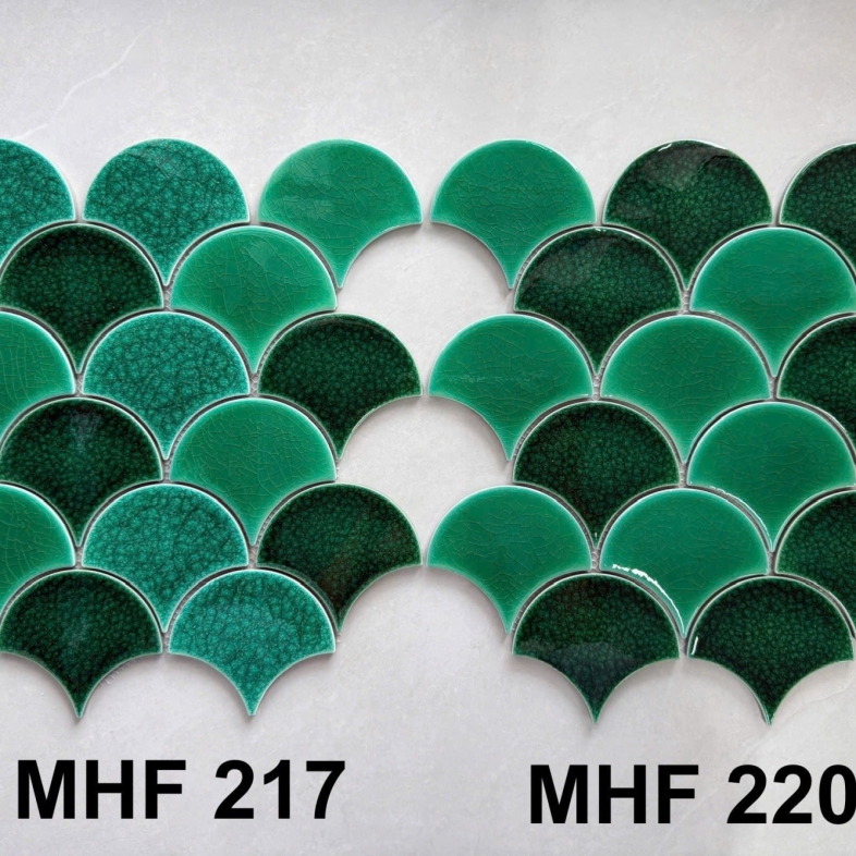 Gạch Mosaic Vảy Cá 295x335mm Màu Xanh – Điểm Nhấn Tươi Mát Cho Không Gian