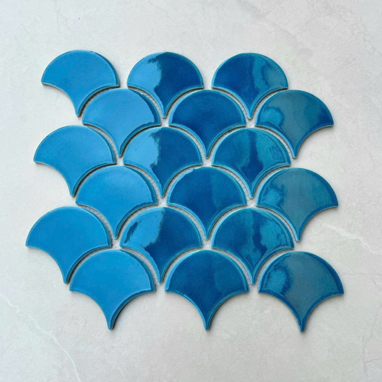 Gạch Vây Cá MHF 01  Xanh Cổ Vịt 290x274x6mm – Cá Tính & Sang Trọng Cho Phòng Tắm