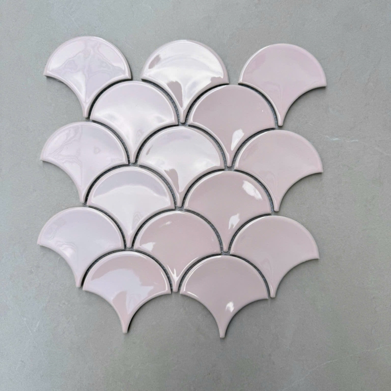 Gạch Vảy Cá Màu Hồng MHF 35 – Phù Hợp Phong Cách Korean, Scandinavian, Minimalist 259x273x7mm