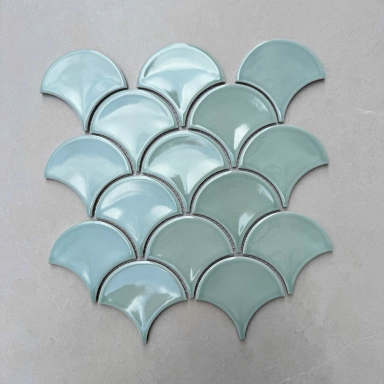 Gạch Vảy Cá Xanh Pastel MHF 05– Tạo Cảm Giác Mát Lạnh Cho Nội Thất Nhỏ 259x273x7mm