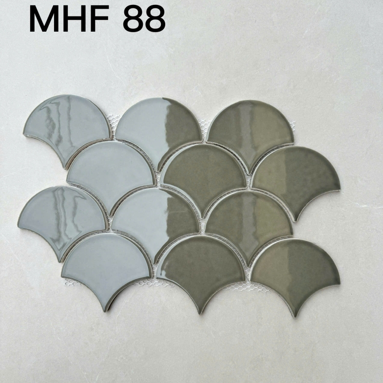 Gạch Vảy Cá Màu Xám Đậm MHF 88 – Cân Bằng Sáng Tối, Làm Mềm Không Gian Hiện Đại 220x325x8mm