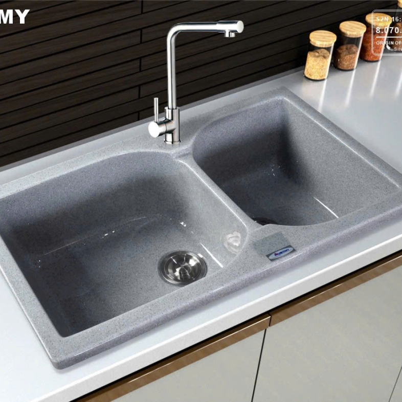 Chậu Đá Rửa Chén Nhân Tạo 2 Ngăn DuoPure S2N-16